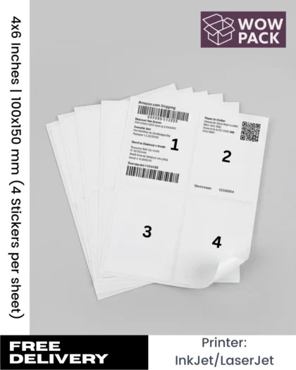 Easy Ship A4 sticky shipping label sheet with 4 pre cut address labels for courier packaging