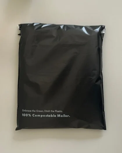 Plain black eco-friendly compostable courier bags with self seal